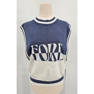 Fore Women's Size Large Sleeveless Golf Sweater Indigo/White NWT